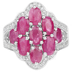 Ruby Ring With White Zircon 4.66 Carats Sterling Silver