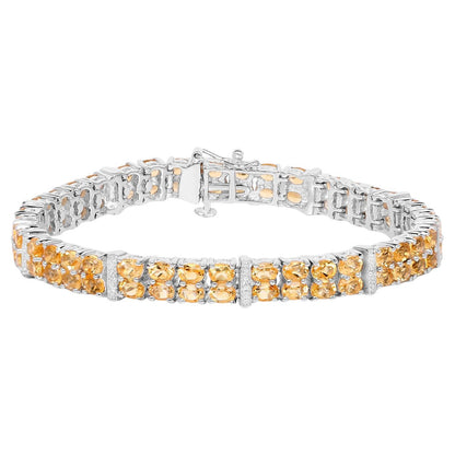 Citrine Tennis Bracelet White Topaz 12.2 Carats Sterling Silver