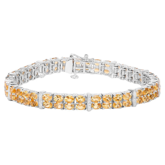 Citrine Tennis Bracelet White Topaz 12.2 Carats Sterling Silver