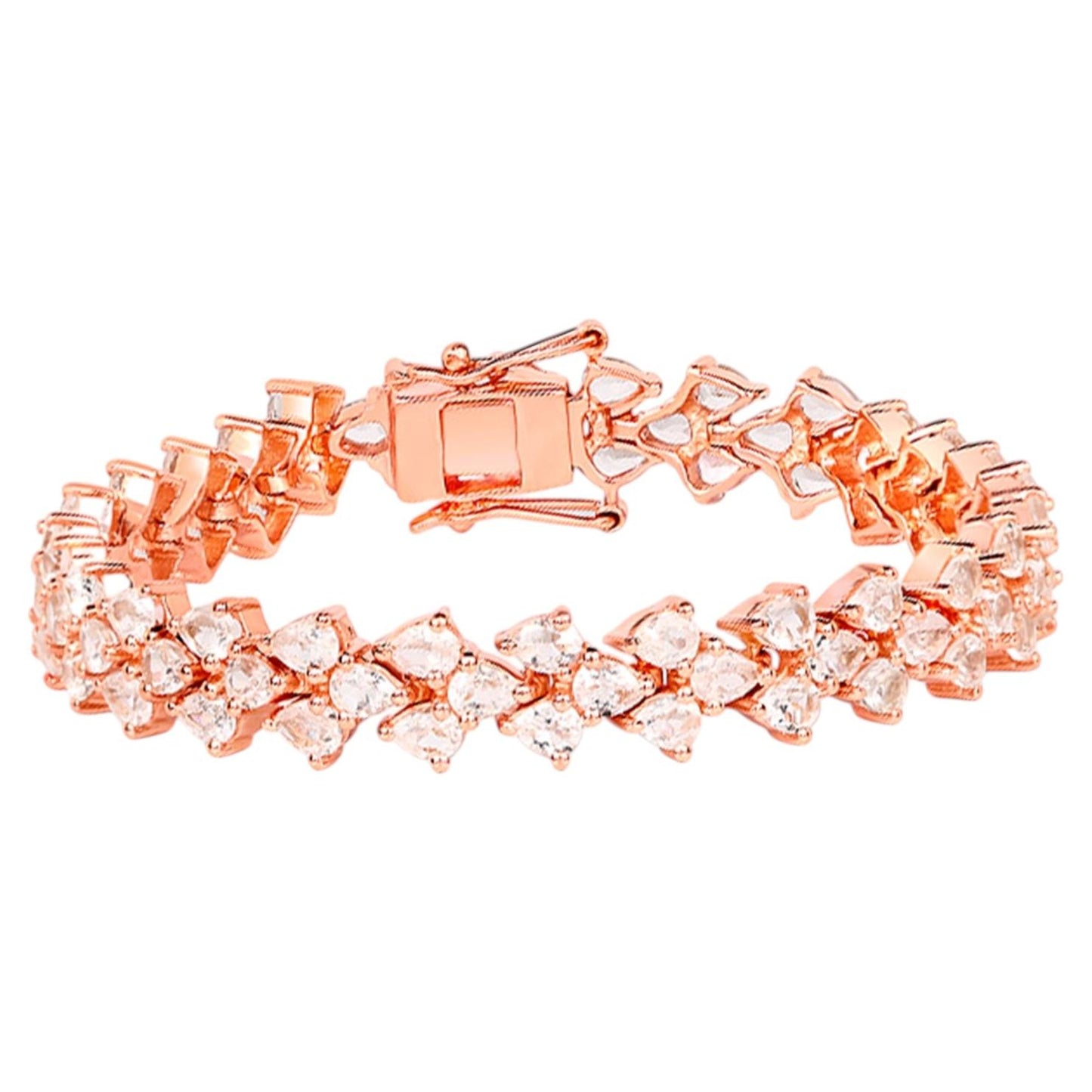 Morganite Tennis Bracelet 10.7 Carats Gold Plated Silver