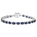 Blue Sapphire Bracelet With White Topaz 8.38 Carats Sterling Silver