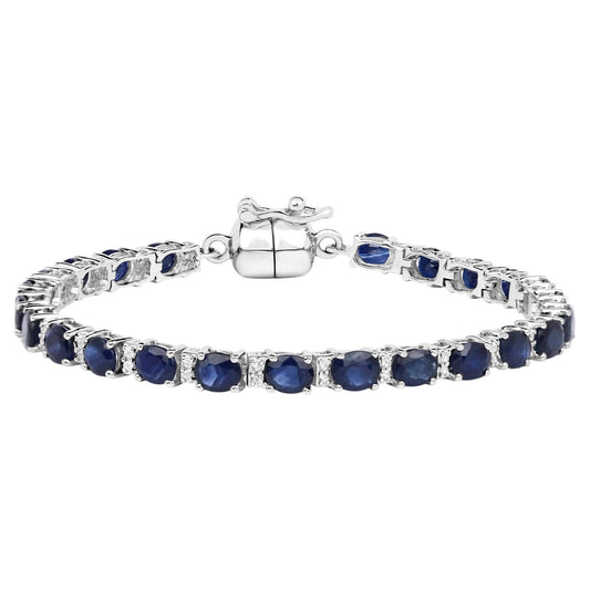 Blue Sapphire Bracelet With White Topaz 8.38 Carats Sterling Silver