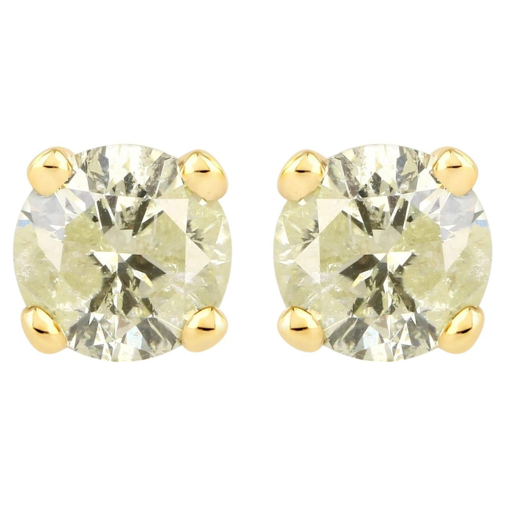 Diamond Stud Earrings 0.94 Carats 14K Yellow Gold