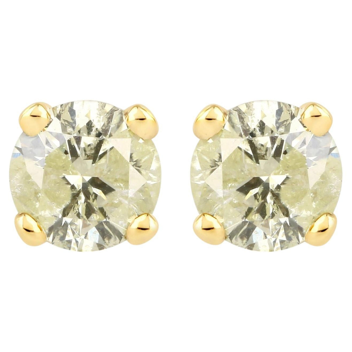 Diamond Stud Earrings 0.94 Carats 14K Yellow Gold