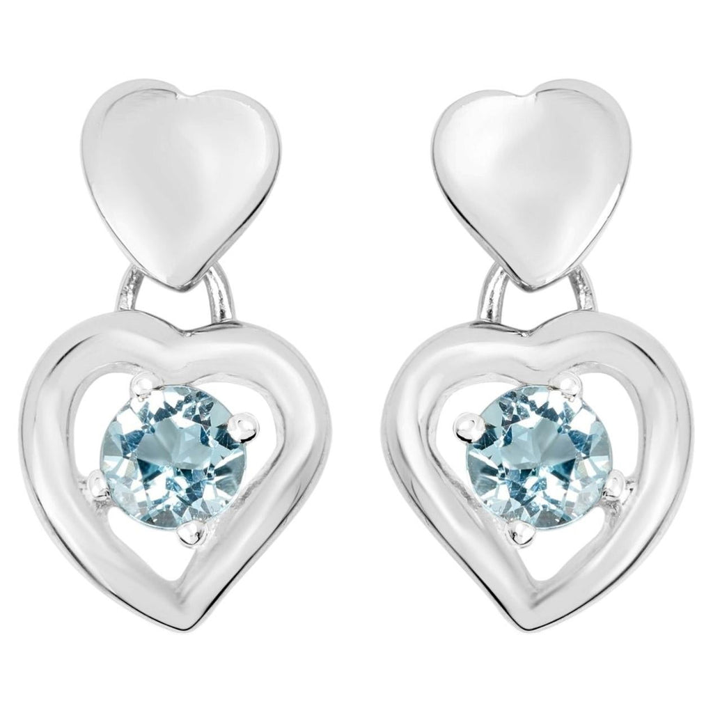 Blue Topaz Heart Earrings 1.88 Carats Sterling Silver