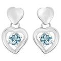 Blue Topaz Heart Earrings 1.88 Carats Sterling Silver