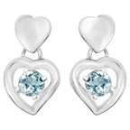 Blue Topaz Heart Earrings 1.88 Carats Sterling Silver