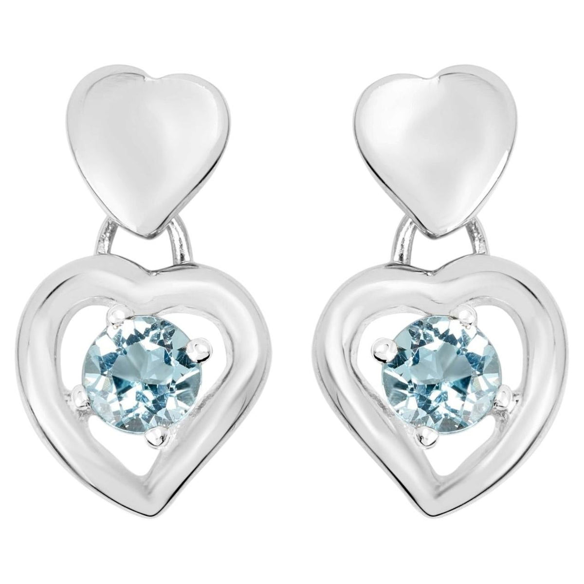 Blue Topaz Heart Earrings 1.88 Carats Sterling Silver