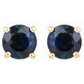 Blue Sapphire Stud Earrings 1.28 Carats 10K Yellow Gold