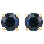 Blue Sapphire Stud Earrings 1.28 Carats 10K Yellow Gold