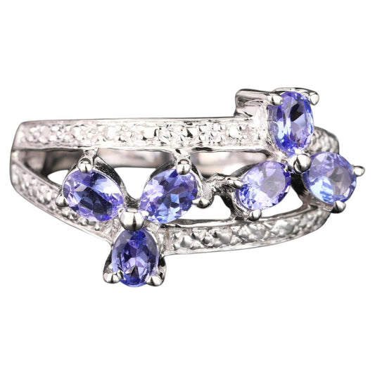 Natural Tanzanite Ring 1.02 Carats Sterling Silver