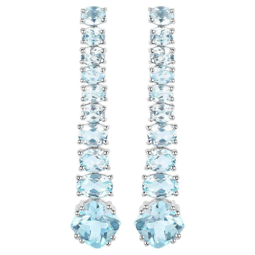 Blue Topaz Dangle Earrings 8.5 Carats 18K Gold Plated Silver