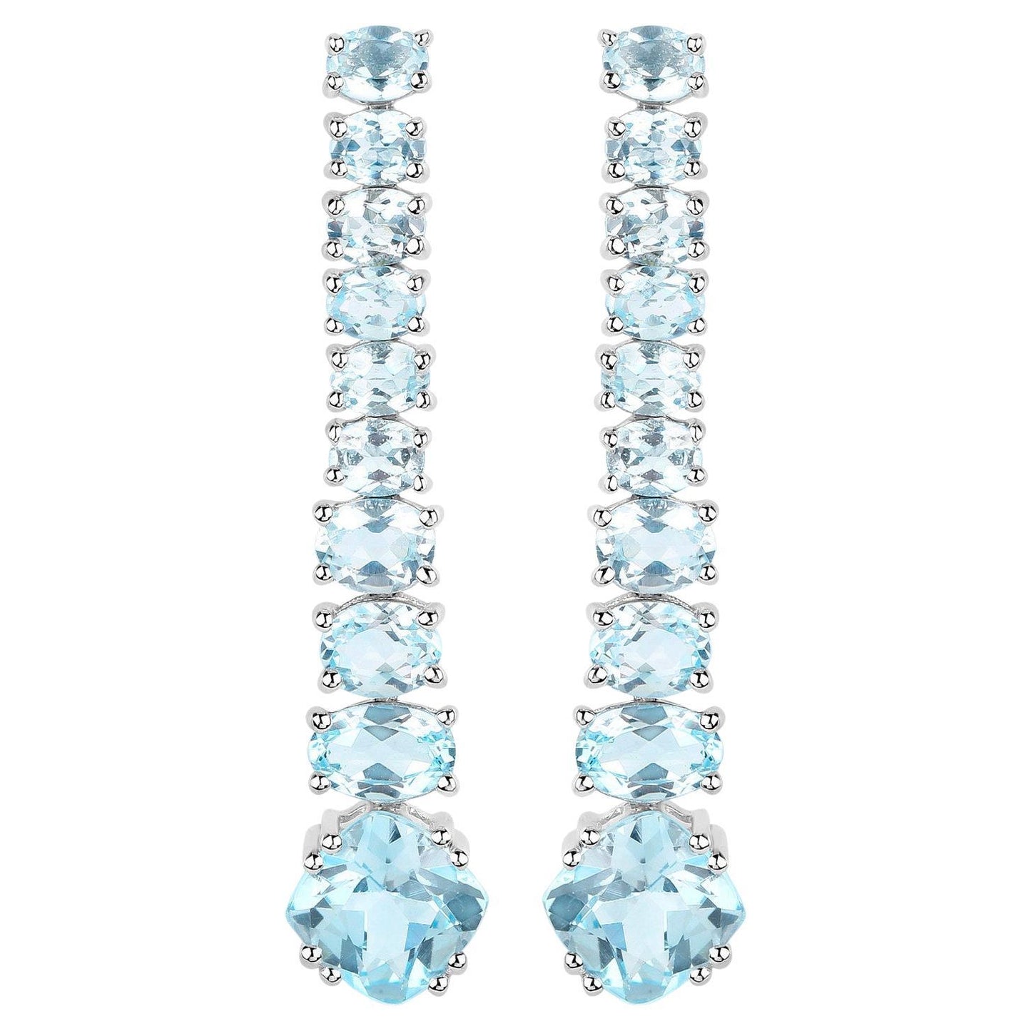 Blue Topaz Dangle Earrings 8.5 Carats 18K Gold Plated Silver