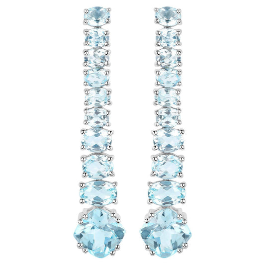 Blue Topaz Dangle Earrings 8.5 Carats 18K Gold Plated Silver