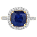 Blue Sapphire Ring With Diamonds 3.72 Carats 18K Yellow Gold
