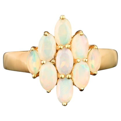 Natural Ethiopian Opal Ring 1.16 Carats Gold Plated Silver
