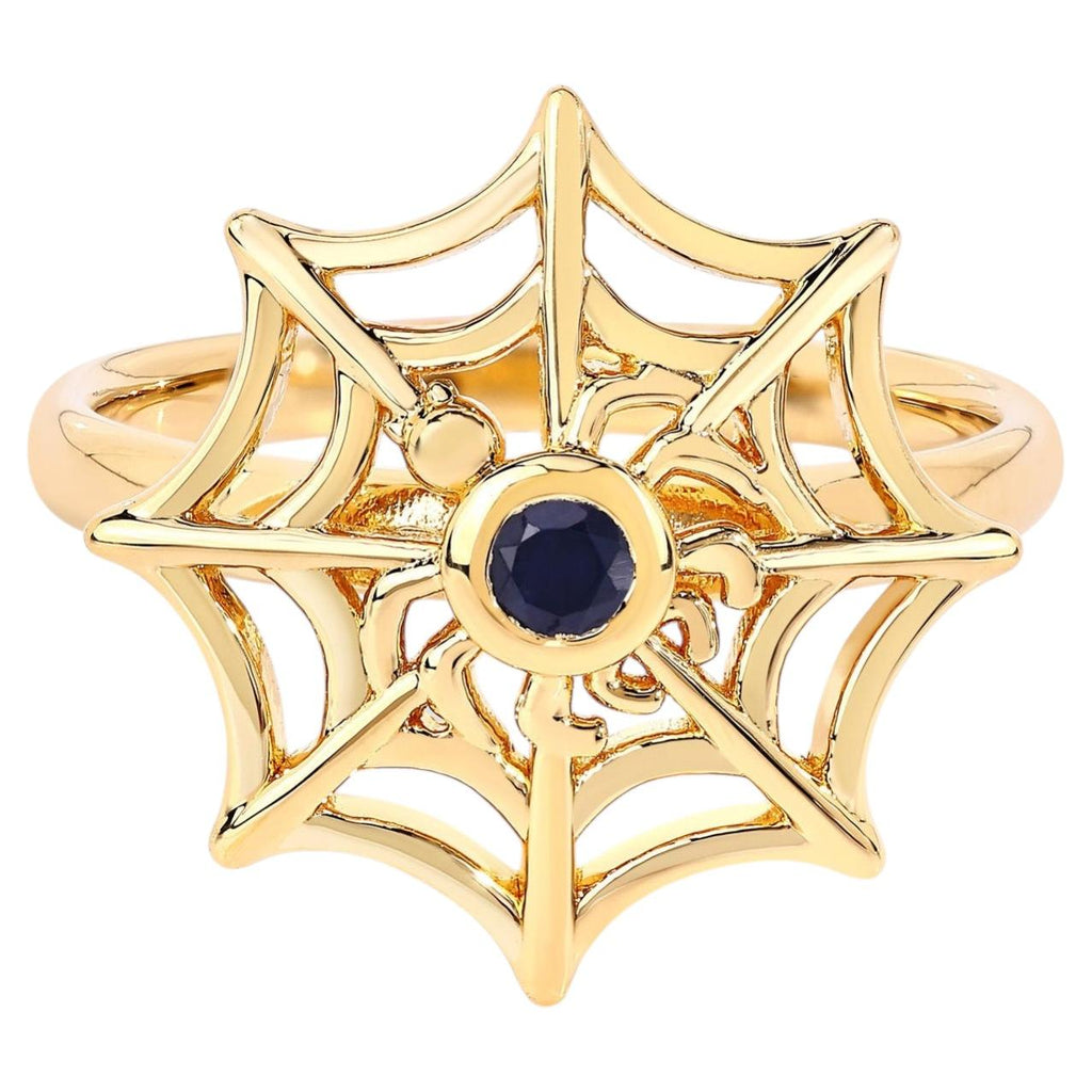 Blue Sapphire Ring 0.12 Carats Gold Plated Silver