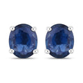 Blue Sapphire Stud Earrings 0.66 Carats 14K White Gold