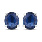 Blue Sapphire Stud Earrings 0.66 Carats 14K White Gold