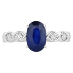 Blue Sapphire Ring With Diamonds 2.54 Carats 18K White Gold