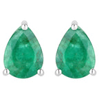 Zambian Emerald Stud Earrings 0.68 Carats 10K White Gold