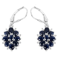 Blue Sapphire Earrings With White Zircon 3.88 Carats Sterling Silver