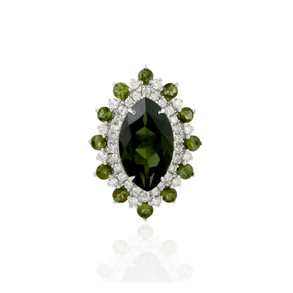 Stunning Natural Green Tourmalines And Diamonds Earrings 18K Gold 6.68 Carats