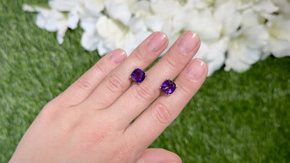 Amethyst Stud Earrings 5.20 Carats Rhodium Plated Sterling Silver