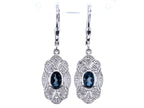 London Blue Topaz Earrings With White Topaz 1.26 Carats Sterling Silver