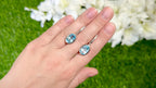 Swiss Blue Topaz Dangle Earrings With Diamonds 15 Carats