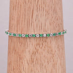 Emerald Tennis Bracelet With White Topaz 5.74 Carats Sterling Silver