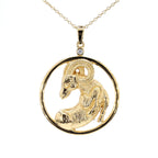 Diamond Aries Pendant 0.02 Carats Gold Plated Silver