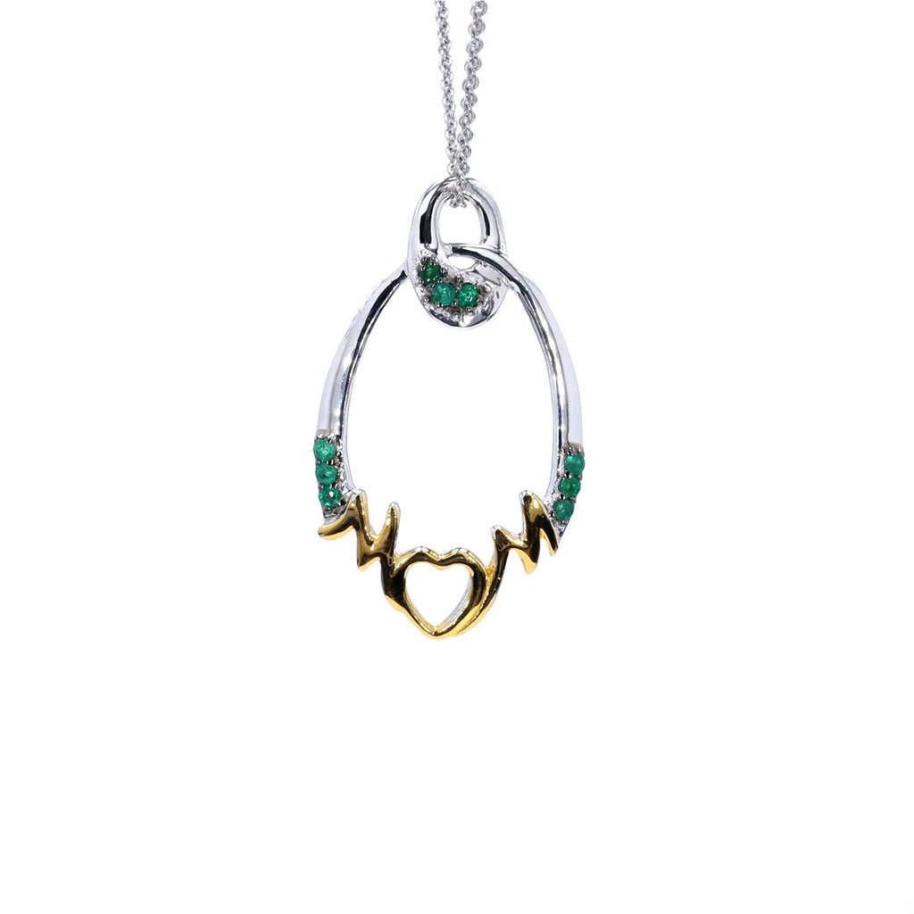 Emerald Mom Pendant 0.14 Carats Gold Plated Silver