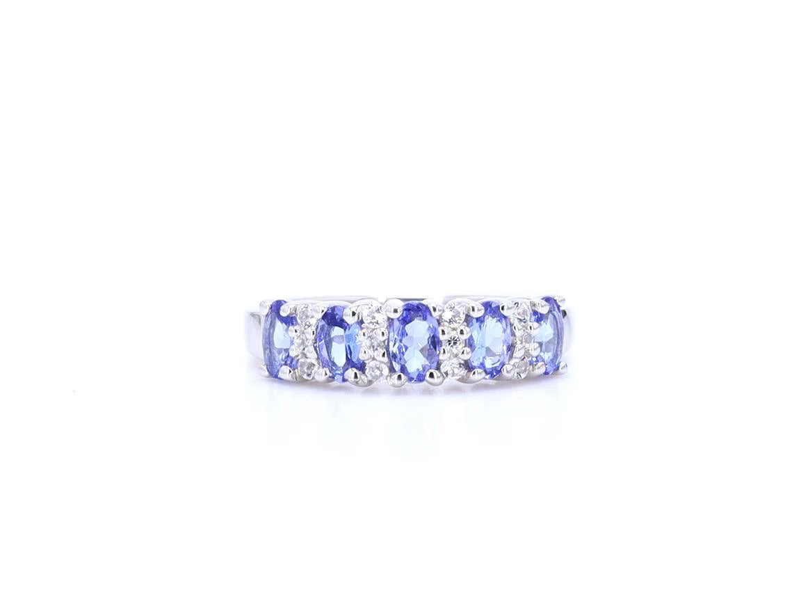 Tanzanite Ring With White Topaz 1.46 Carats Sterling Silver