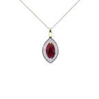 Ruby Pendant With Diamonds 1.5 Carats 10K Yellow Gold