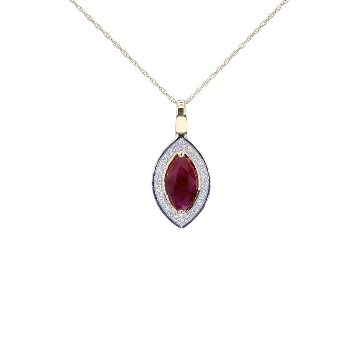 Ruby Pendant With Diamonds 1.5 Carats 10K Yellow Gold