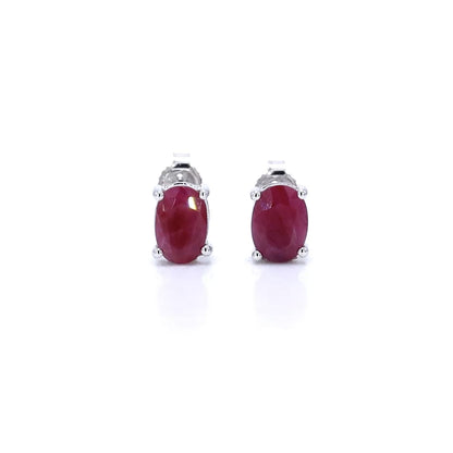 Ruby Earrings 1.68 Carats 14K White Gold