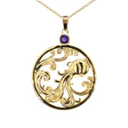 Amethyst Aquarius Pendant 0.22 Carats Gold Plated Silver