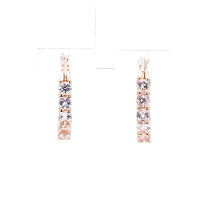 Morganite Hoop Earrings 1.06 Carats Gold Plated Silver