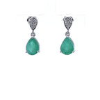 Natural Emerald Earrings With Diamonds 2.24 Carats 14K White Gold