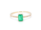 Zambian Emerald Ring With Diamonds 0.56 Carats 14K Yellow Gold