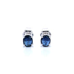Blue Sapphire Stud Earrings 0.66 Carats 14K White Gold