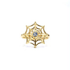 Blue Topaz Spider Web Ring 0.1 Carats Gold Plated Silver