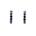 Natural Blue Sapphire Hoop Earrings 1.3 Carats Sterling Silver