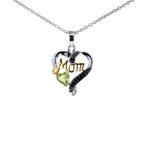 Peridot Mom Heart Pendant With Black Spinel 0.46 Carats Gold Plated Silver
