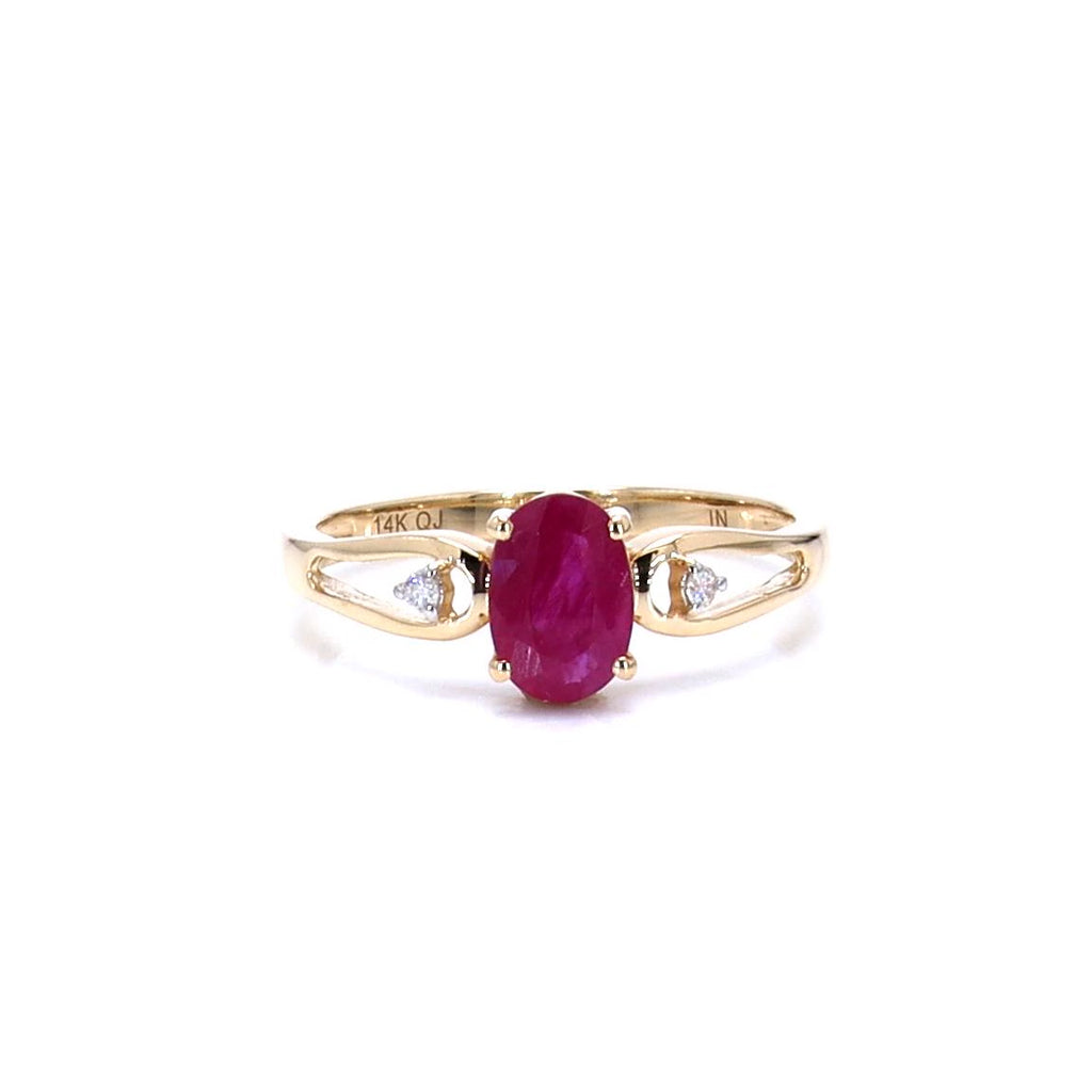 Ruby Ring With Diamonds 0.92 Carats 14K Yellow Gold