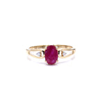 Ruby Ring With Diamonds 0.92 Carats 14K Yellow Gold