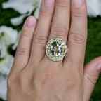 Green Amethyst Cocktail Ring Peridot Halo 7.18 Carats Sterling Silver