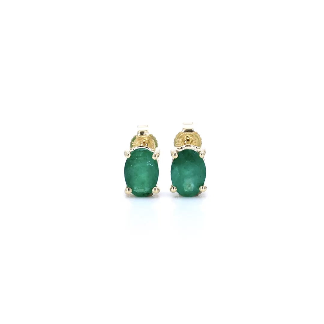 Zambian Emerald Earrings 1.42 Carats 10K Yellow Gold