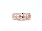 Morganite Ring With Diamonds 2.1 Carats Gold Plated Silver